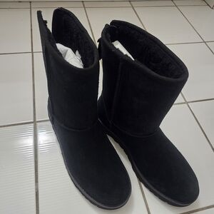Ugg Women's Black Suede Boots With Zipper, Sz 9 Or 40